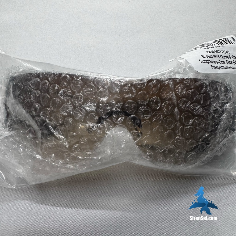 1193 NWT PrettyLittleThing Curved Visor Sunglasses – OS – Brown Black - Picture 3 of 9